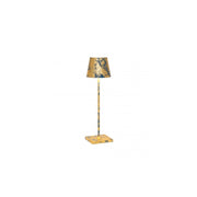 Lampada a led da tavolo Poldina Pro Blu avio Foglia Oro Craquelè ricaricabile e dimmerabile con batteria fino a 12 ore