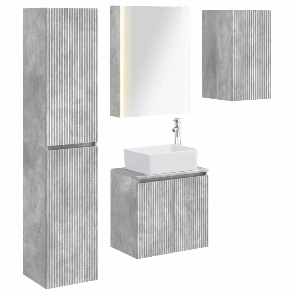 Set di Armadi da Bagno 5 pcs Grigio Cemento 53 x 15,5 x 70 cm 3407330
