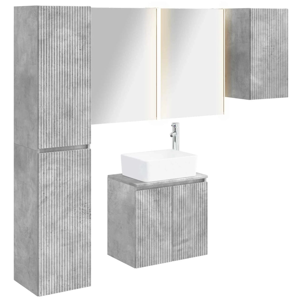 Set di Armadi da Bagno 5 pcs Grigio Cemento 53 x 15,5 x 70 cm 3407330