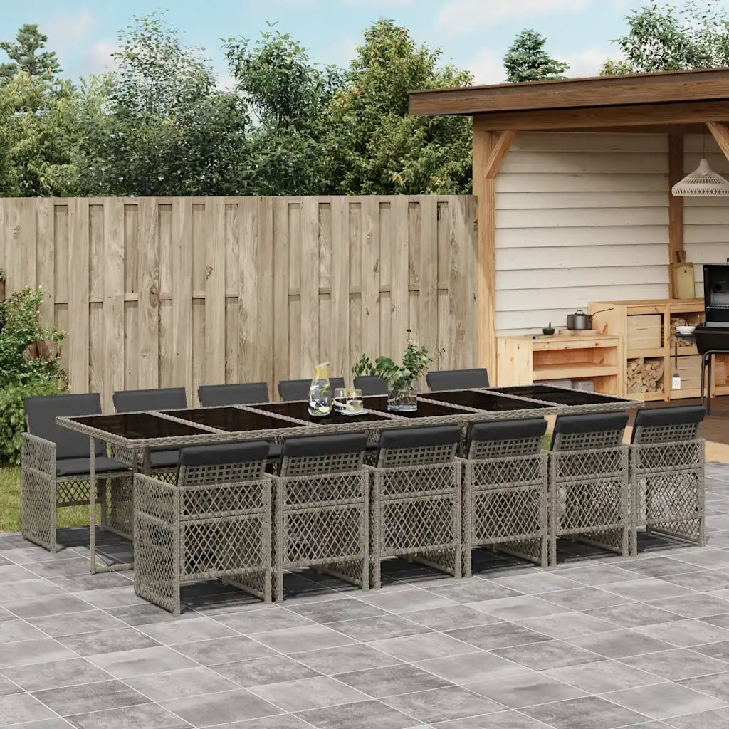 vidaXL Set da Pranzo da Giardino 13pz con Cuscini Grigio in Polyrattan