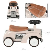 Macchina per Bambini 12-36 mesi con Clacson e Vano Portaoggetti a Scomparsa, in PP e Metallo, 58x27x35 cm