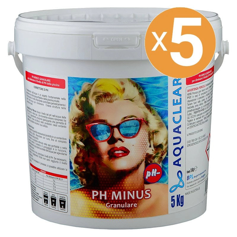 Riduttore Ph Minus Granulare Sodio Bisolfato Aquaclear, 5 Confezioni Da 5 Kg