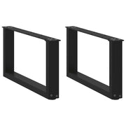 Set di 2 gambe per tavolino a forma di U 70 x 30 cm con pratici piedini livellatori design moderno in acciaio nero 02_0057384