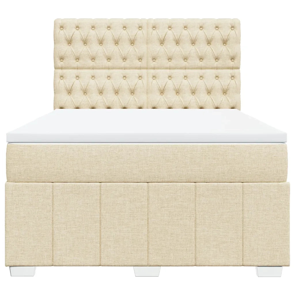 Giroletto a Molle con Materasso Crema 160x200 cm in Tessuto 3291731