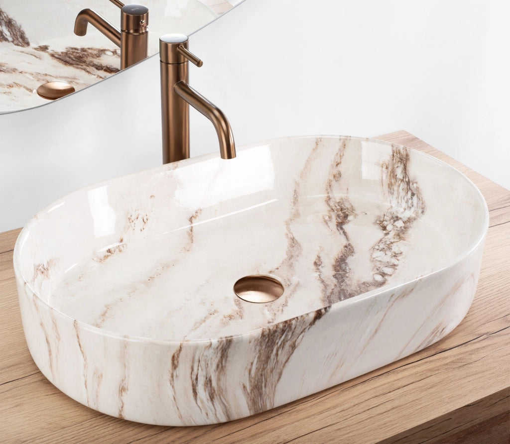 Lavabo Da Appoggio Rea Nadia 60 Marrone