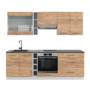Cucina componibile Fame-Line Rovere dorato/Bianco 235 cm senza piano di lavoro Vicco