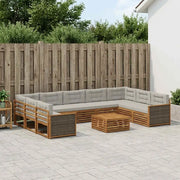 Set di divani da esterno 10 pcs Naturale e Grigio Chiaro 3383859