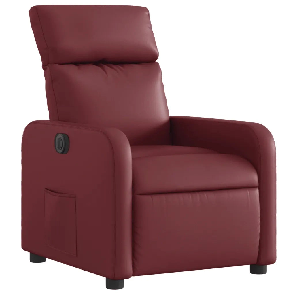 Poltrona Reclinabile Elettrica Rosso Vino in Similpelle 3206739
