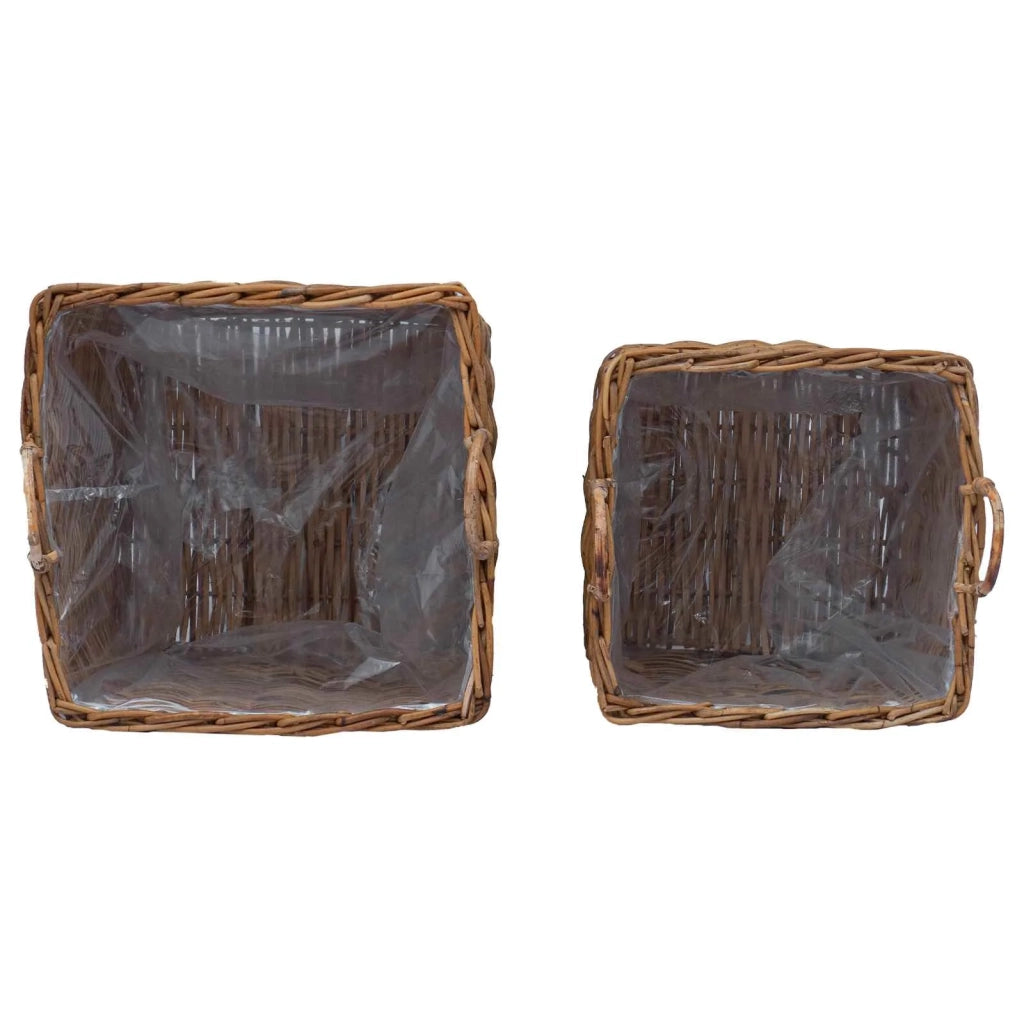 Cestino per Piante con archiviazione 2 pcs Marrone Rattan Lacak 42020970