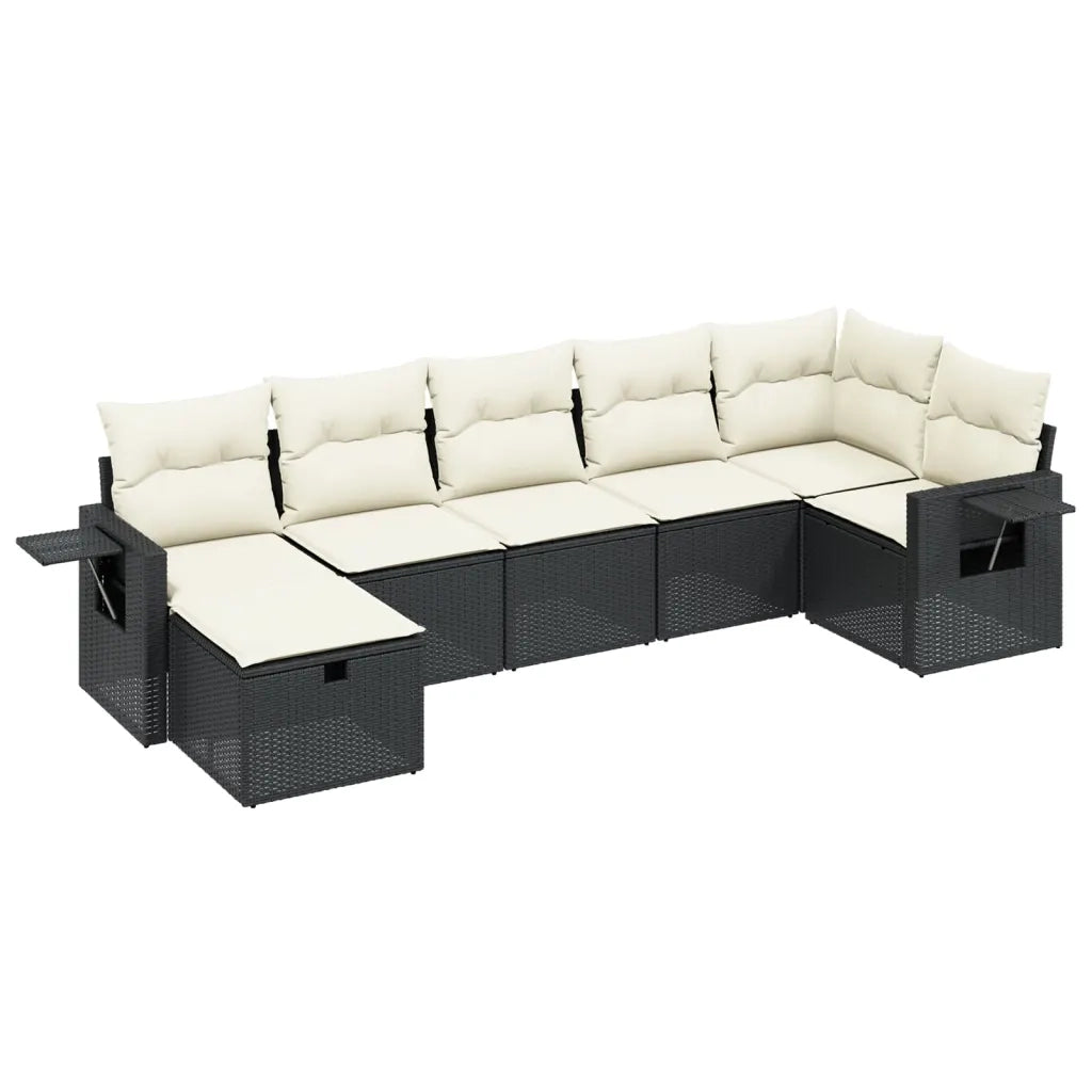 Set Divani da Giardino con Cuscini 7pz Nero Polyrattan 3263812