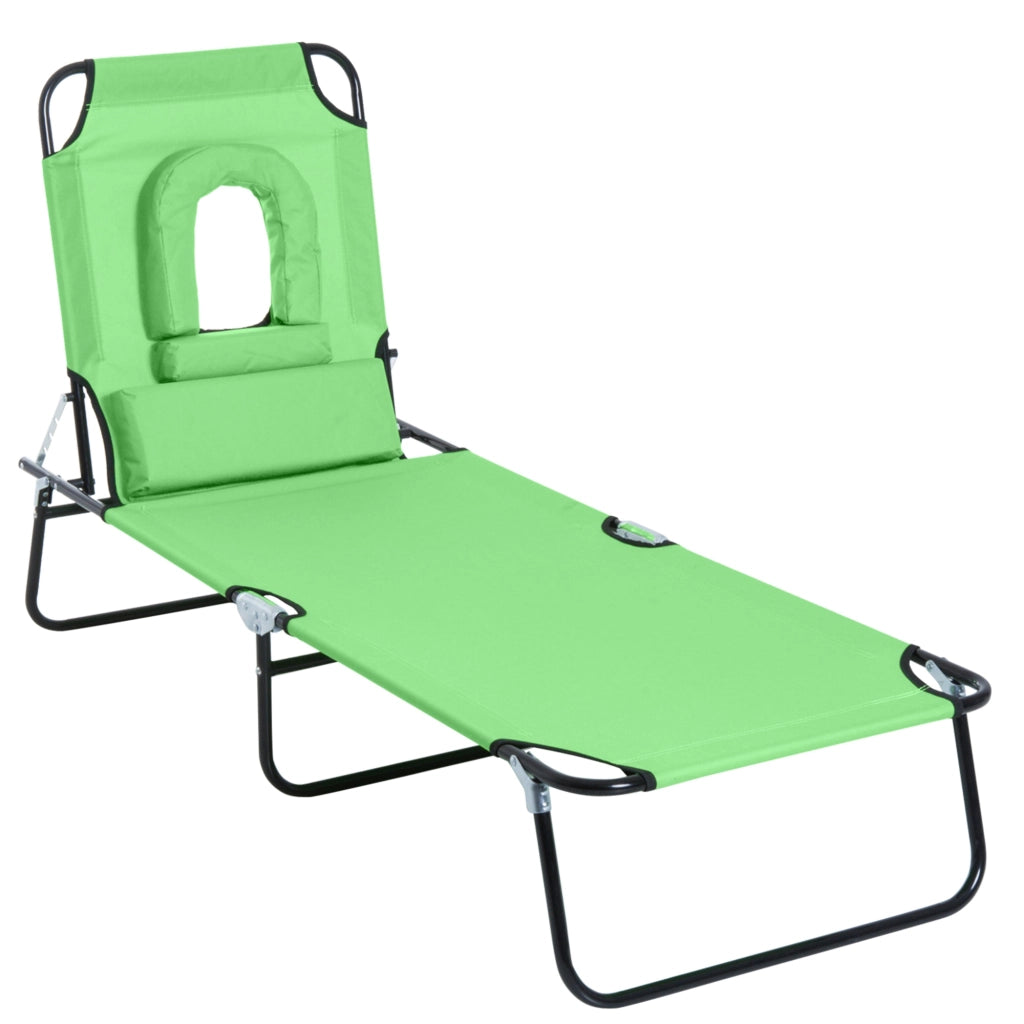 Lettino Sdraio Pieghevole 187x58x36 cm in Acciaio e Tessuto Oxford Verde