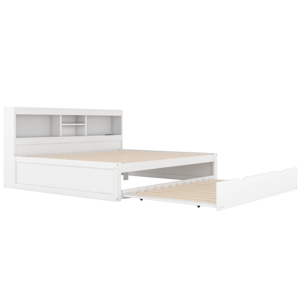 Divano letto estraibile con luci ambiente, presa USB e vano laterale, bianco