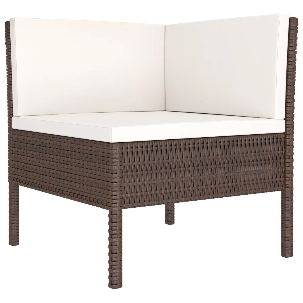 Set Divani da Giardino 3 pz | Set Salotto da Giardino con Cuscini in Polyrattan Marrone