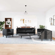 Divano per Soggiorno 3 pcs Nero 194 x 74,5 x 70,5 cm Velluto 3385869