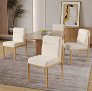 Set di 4 sedie 46x52x80.5 cm con seduta imbottita in sherpa e struttura in metallo beige