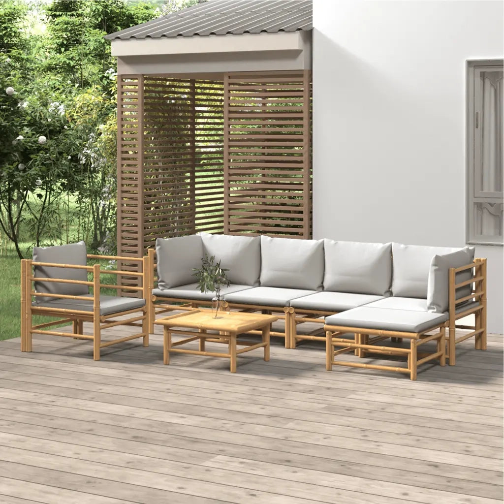 Set Salotto da Giardino 7pz con Cuscini Grigio Chiaro BambÃ¹cod mxl 76320