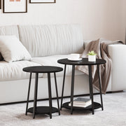 Set di Tavolini 2 pz in legno ingegnerizzato e metallo nero