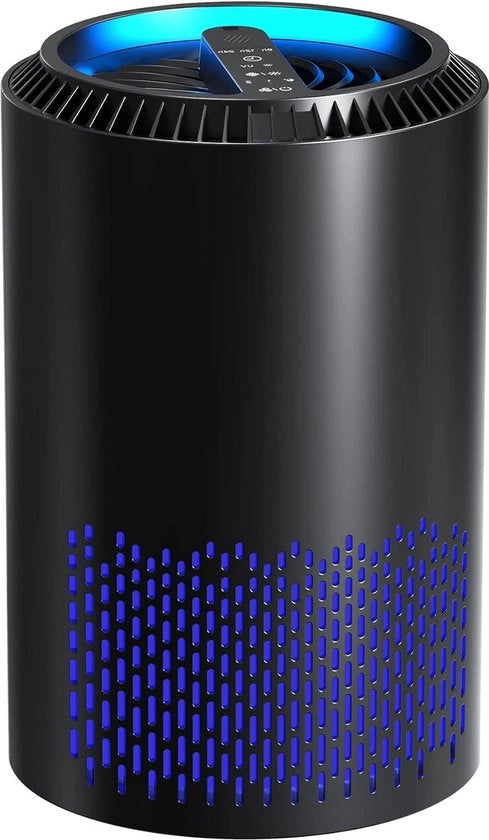 Pulitore dell'aria Hepa filtro H13 con 3 livelli di filtro per persone con allergie - capacità di filtraggio 99.97% - nero con aromaterapia