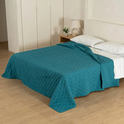 Copriletto Trapuntato Matrimoniale 250x250 cm Effetto Stropicciato, Trapunta Leggera con Imbottitura in Microfibra Anallergica 100 g/m², Copriletto Moderno per Mezza Stagione e Arredo Camera Azzurro