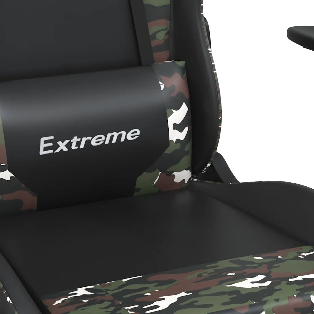 Sedia Gaming | Sedia da e-sports Massaggio Poggiapiedi Nero e Mimetico Similpelle