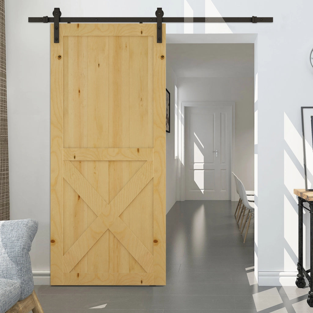 Binario per Porta Scorrevole con Kit Accessori e Rulli, Portata 100kg, Acciaio al Carbonio, 200x4x0.6 cm