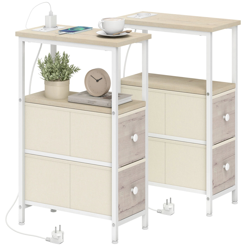 Tavolino da salotto con 2 cassetti e prese USB ¨C ZephMum ¨C Grigio naturale