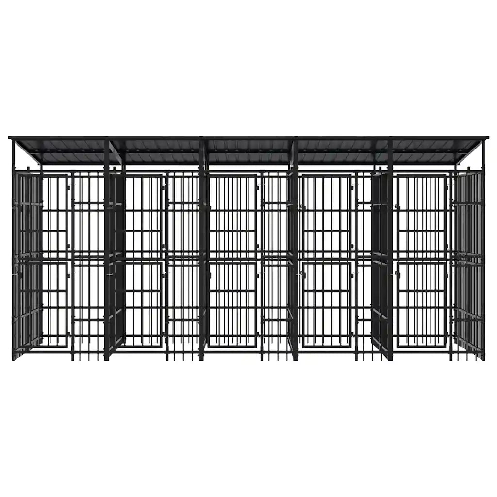 Gabbia per Cani da Esterno con Tetto in Acciaio 9,22 mÂ² cod mxl 41598