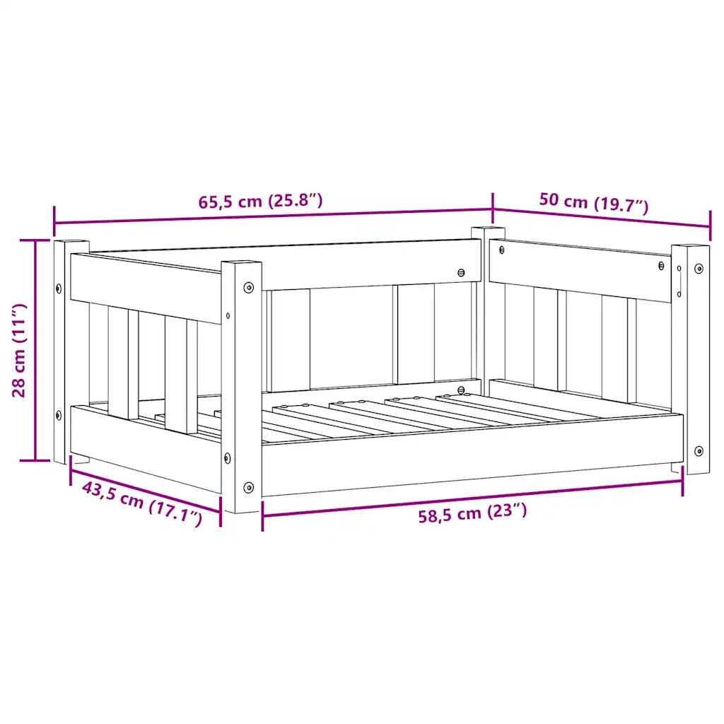 Letto per Cani Marrone cerato 65,5 x 50 x 28 cm Pino massello 869883