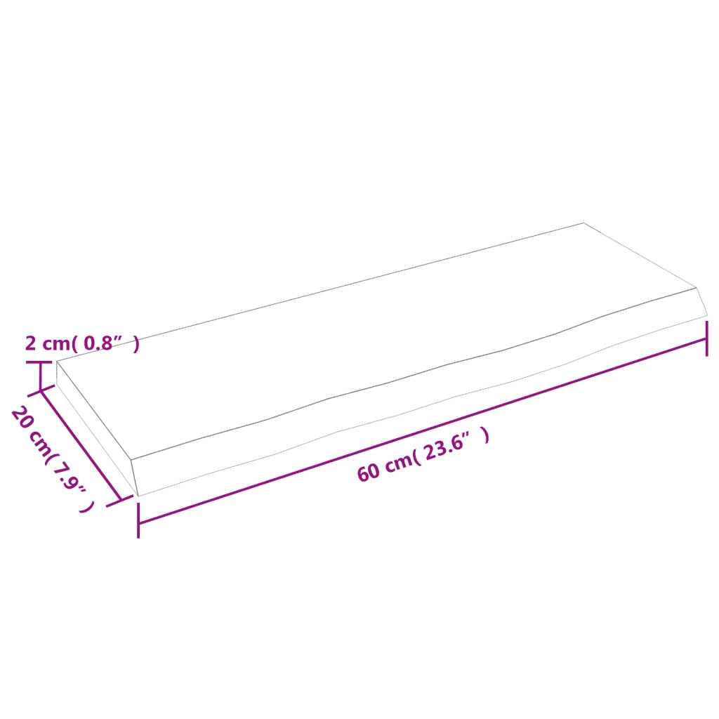 vidaXL Ripiano Muro Marrone Scuro 60x20x2 cm Massello Rovere Trattato