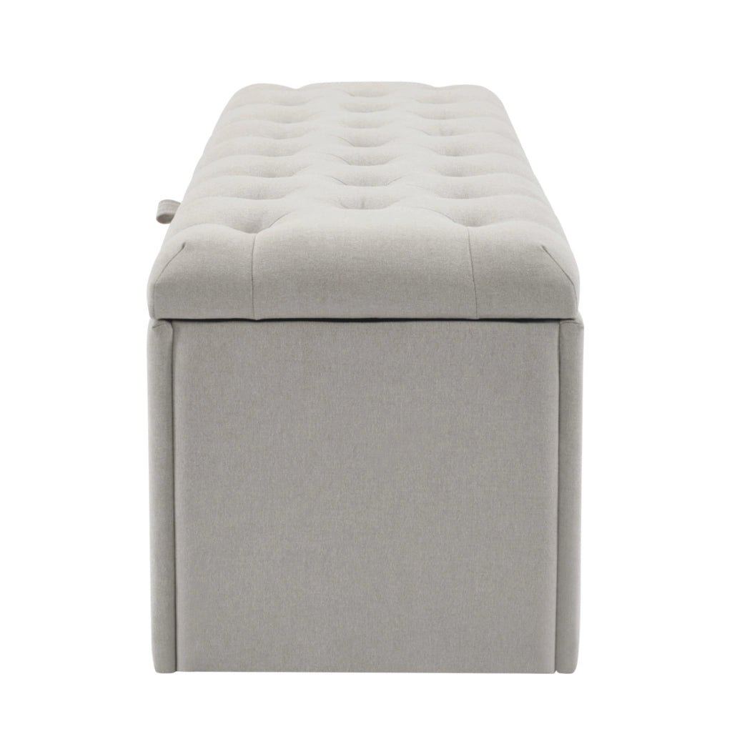 Ottomana con contenitore in lino 141x41;5x47 cm; grigio chiaro