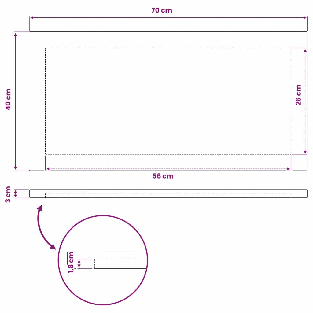 Piano del Tavolo Rettangolare 90 x 50 x 3,5 cm Rettangolare 938198