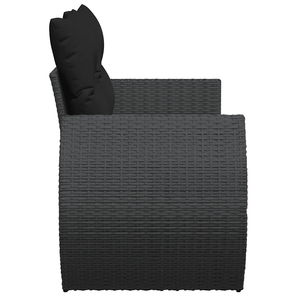 Divano da giardino con cuscini 2 Posti-Sofa da Giardino-Divano da esterno nero in polyrattan 691834