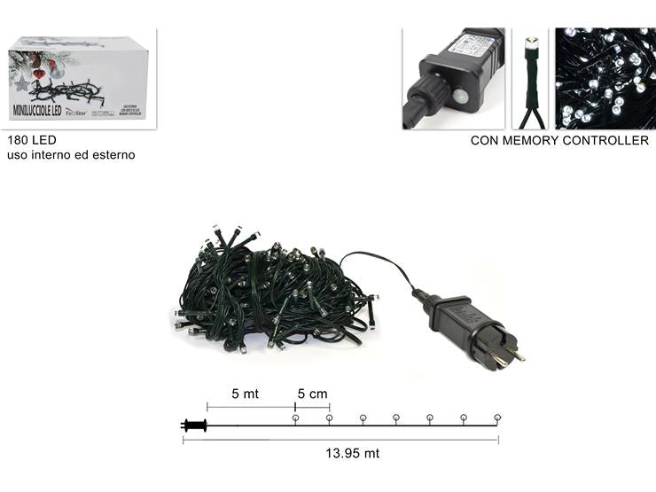 Luci per Albero di Natale Minilucciole da Esterno 180 Led Bianchi