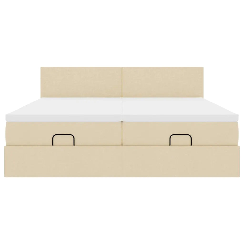 Struttura Letto Pouf con Materassi Crema 180x200 cm in Tessuto 3312827