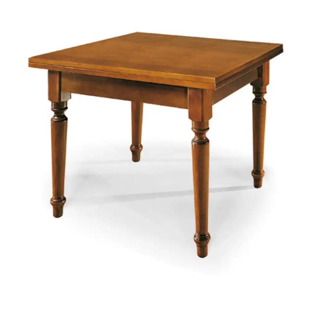 Tavolo classico allungabile a libro fino 200 cm con gambe tornite in legno con rifinitura in noce 100x100x78 H