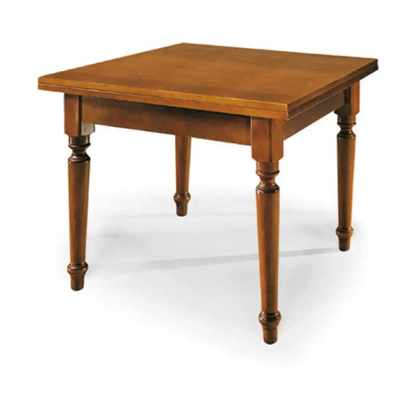 Tavolo classico allungabile a libro fino 200 cm con gambe tornite in legno con rifinitura in noce 100x100x78 H