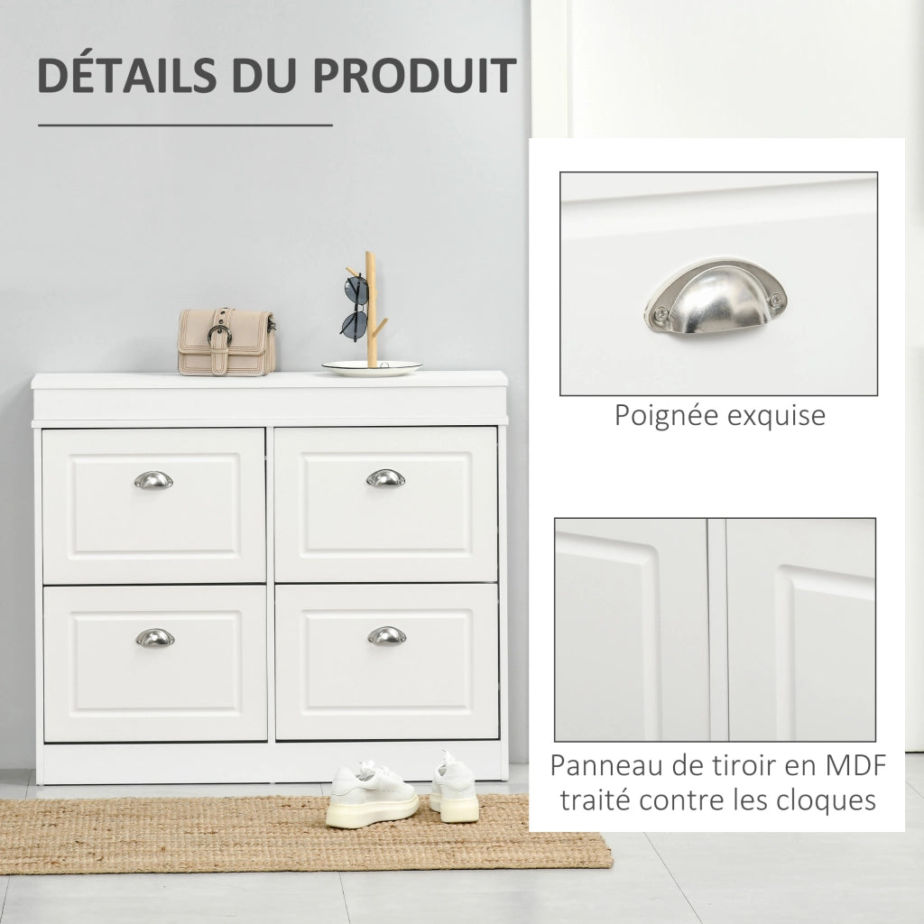 Armadio per Scarpe ¨C zephmum ¨C Bianco 98x24x83 cm