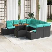 Set Divano da Giardino 9 pz Nero Poly Rattan 3358685
