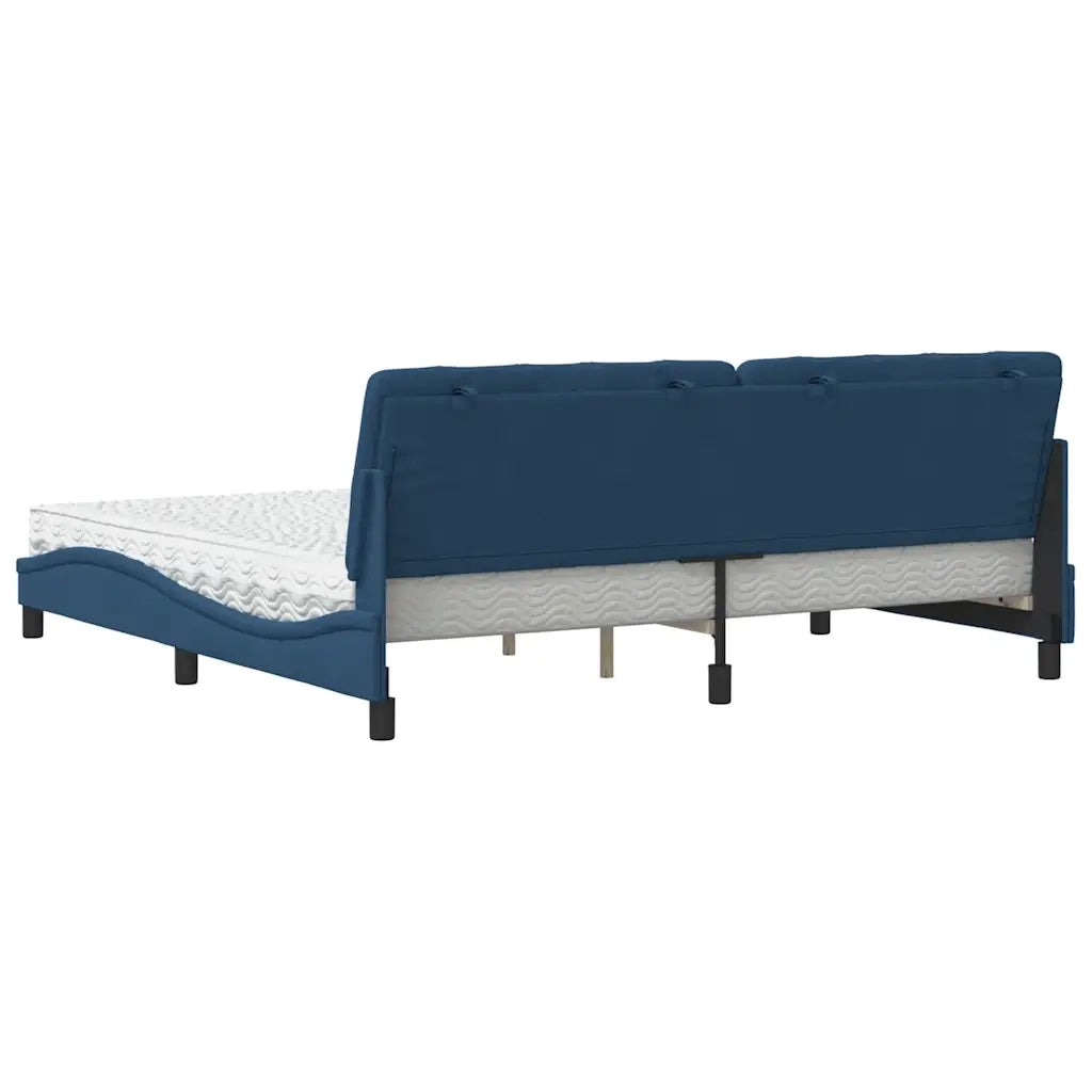 Letto con Materasso Blu 200x200 cm in Tessuto