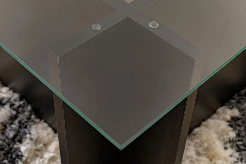 Tavolino in vetro "Vetrino" 105 x 65 x 40 cm - Legno nero