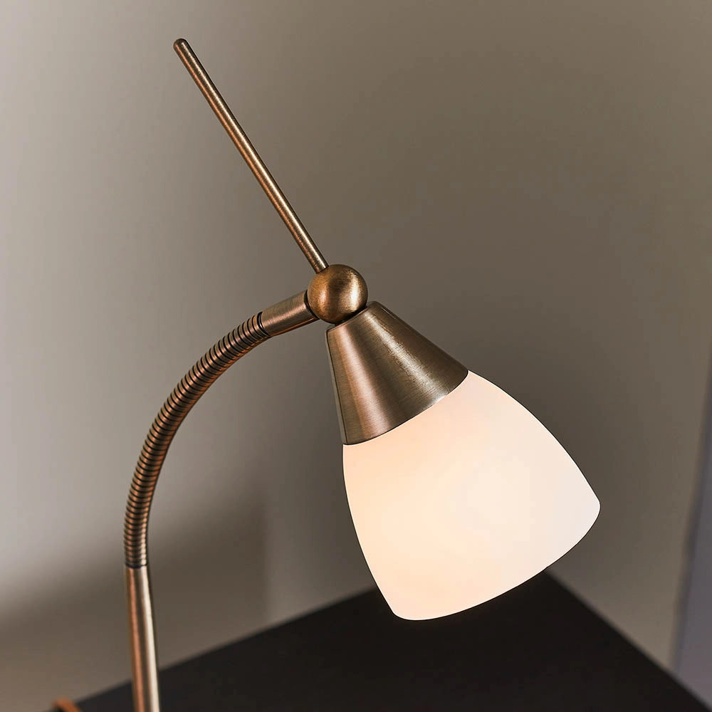 Lampada da tavolo industrial ottone antico touch Endon