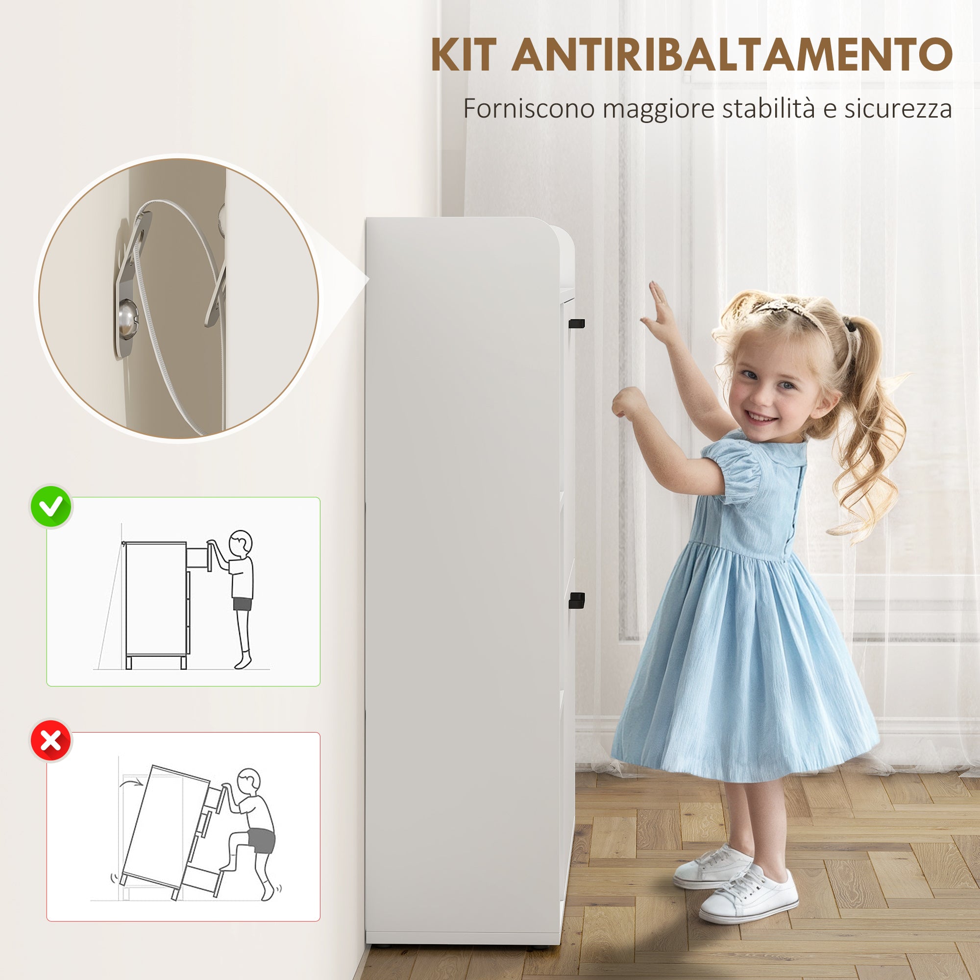 Scarpiera Slim 83x24x90.5 cm per 15 Scarpe con 2 Cassetti Ribaltabili e 3 Vani Aperti Bianco