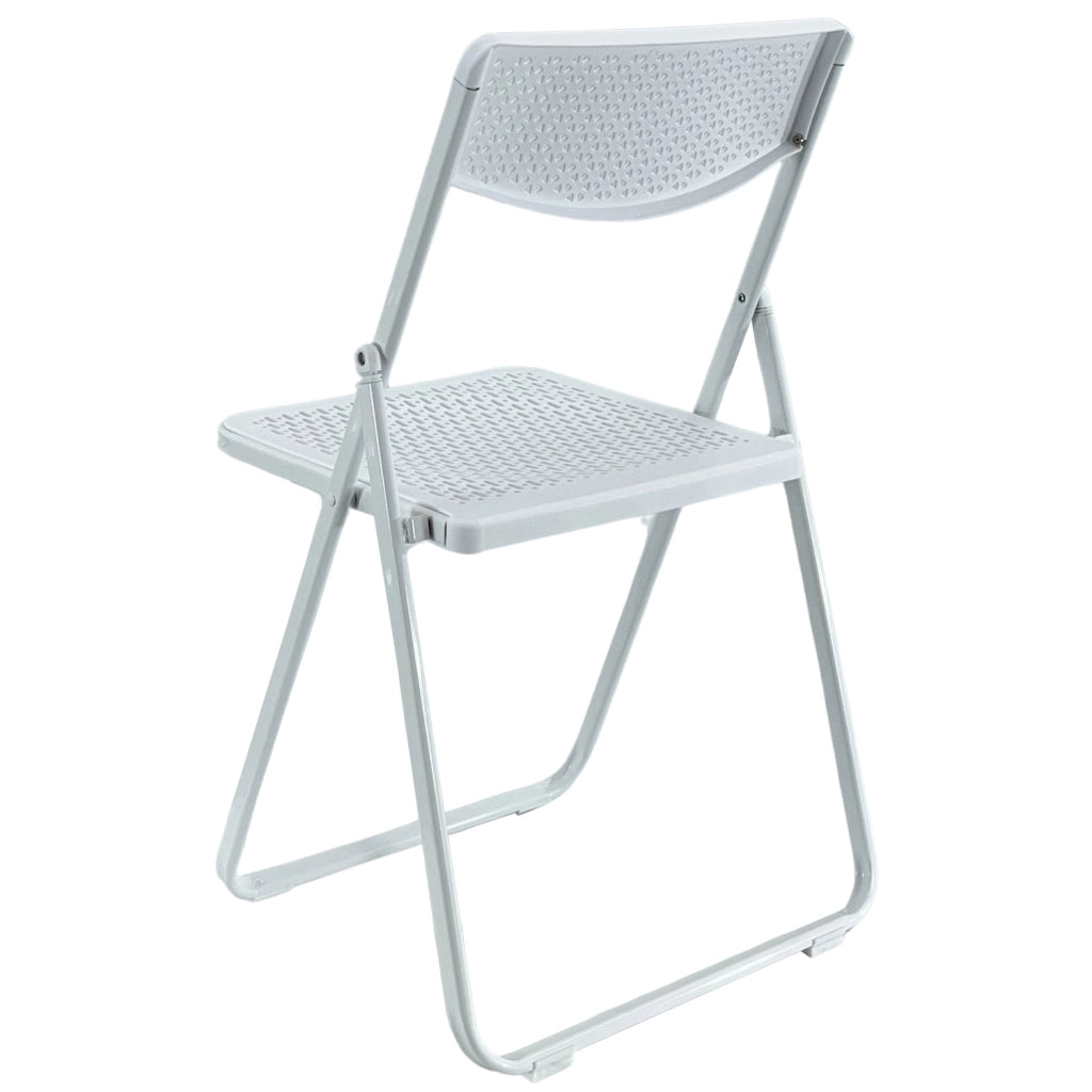 SEDIA PIEGHEVOLE SMARTY SALVASPAZIO METALLO E POLIPROPILENE RICHIUDIBILE SLIM PORTATILE Bianco / Bianco