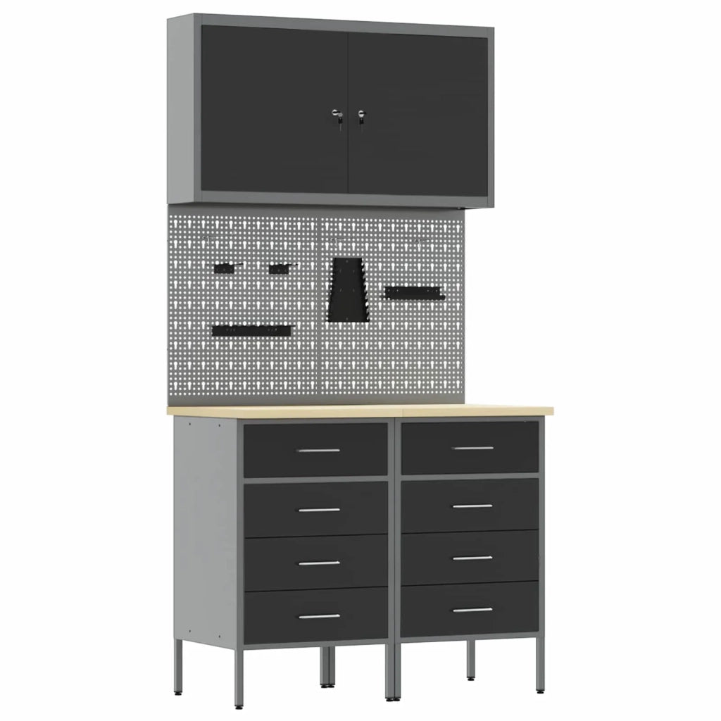 Mobile da lavoro 5 pcs Nero Legno ingegnerizzato e acciaio 3321420