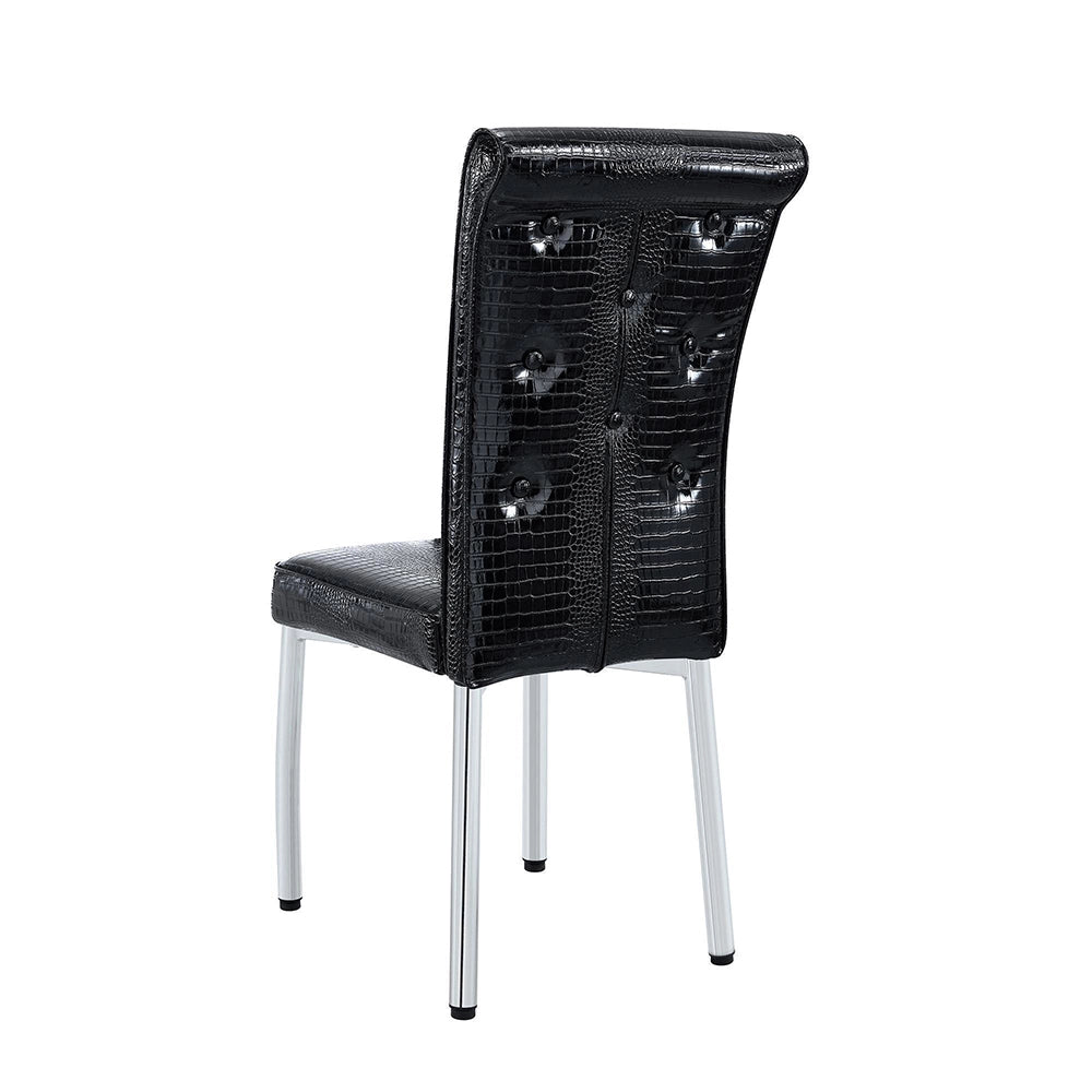 Sedia da pranzo imbottita in pelle di alligatore - Xylo - Design retr¨° con fibbia in cristallo