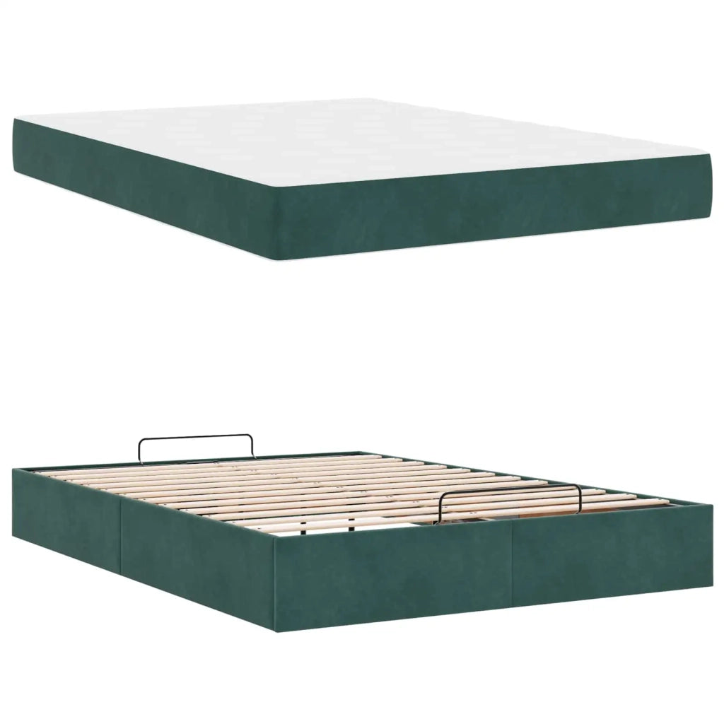 Struttura letto con materasso con materasso 2 pcs Verde Velluto