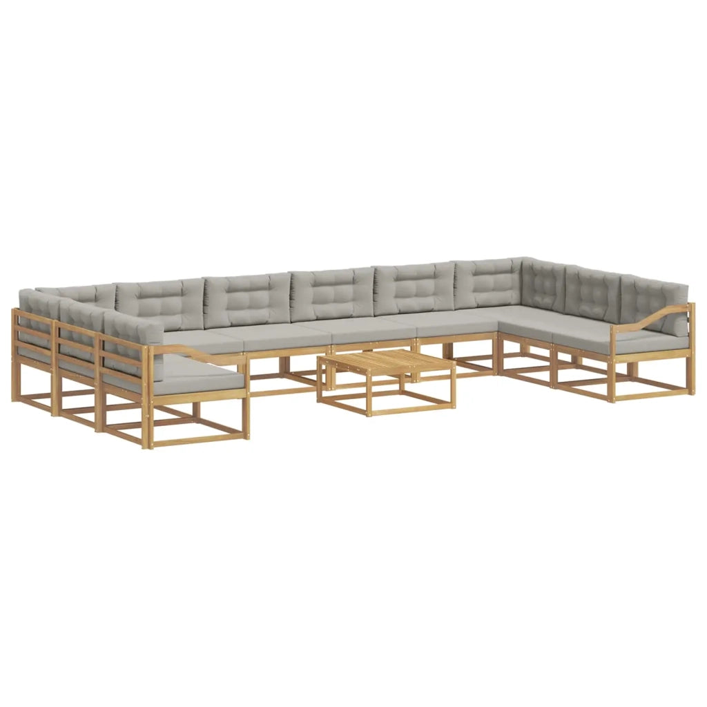 Set di divani da esterno 11 pz Bianco e Grigio Chiaro 3387155