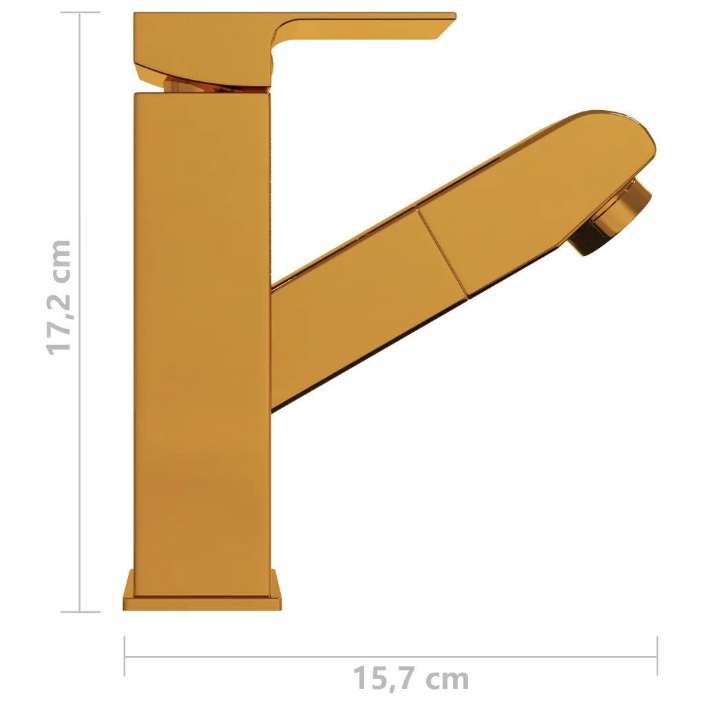 Rubinetto Lavabo da Bagno Funzione Estraibile Oro 157x172 mm 149077