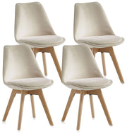 Set 4 Sedie 48,5x47x81,5 cm in Velluto Ecru