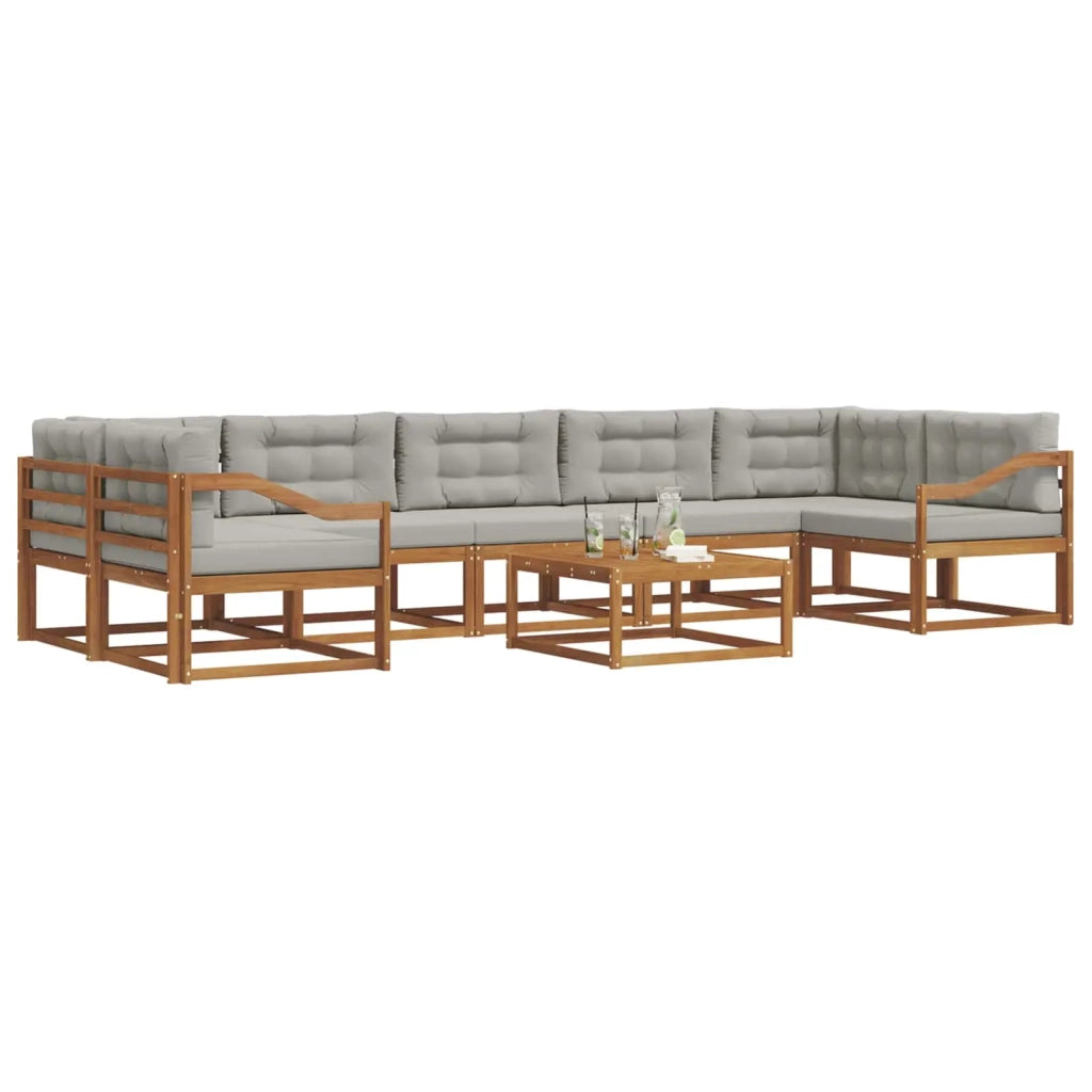 Set di divani da esterno 8 pcs Grigio Naturale e Chiaro